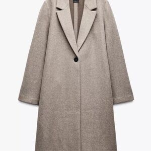 Zara Beige Marl Buttoned Soft Coat NWT Large